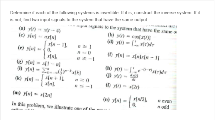 Solved Determine if each of the following systems is | Chegg.com