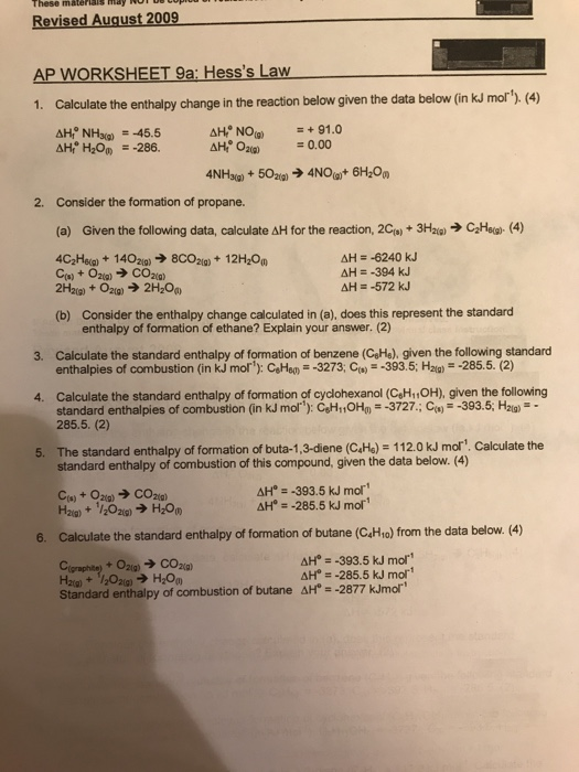 Hess Law 2 Chemsheets