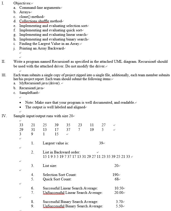 Write a program named Recursion6 as specified in the | Chegg.com