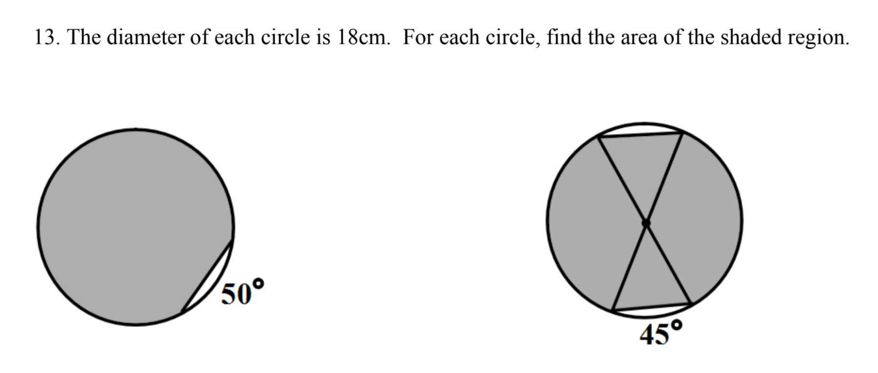 find the area of a circle with diameter of 16cm