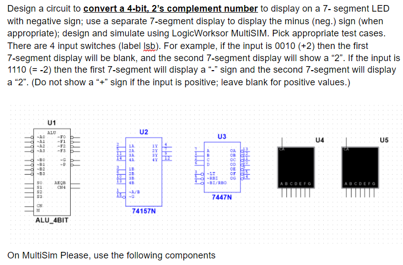 Design a circuit to convert a 4-bit, 2's complement | Chegg.com