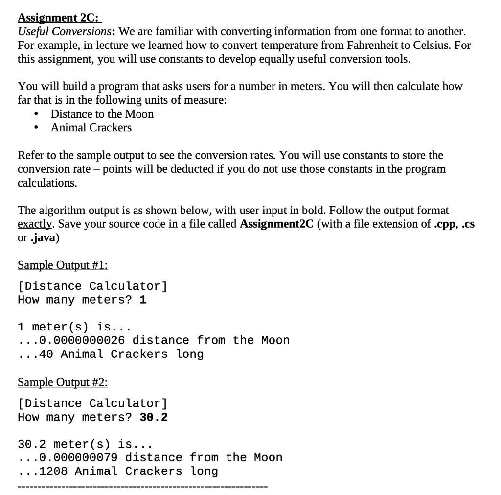 Solved Assignment 2C: Useful Conversions: We are familiar | Chegg.com