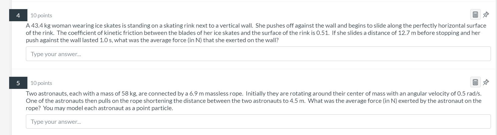 Solved 4 10 points A 43.4 kg woman wearing ice skates is | Chegg.com