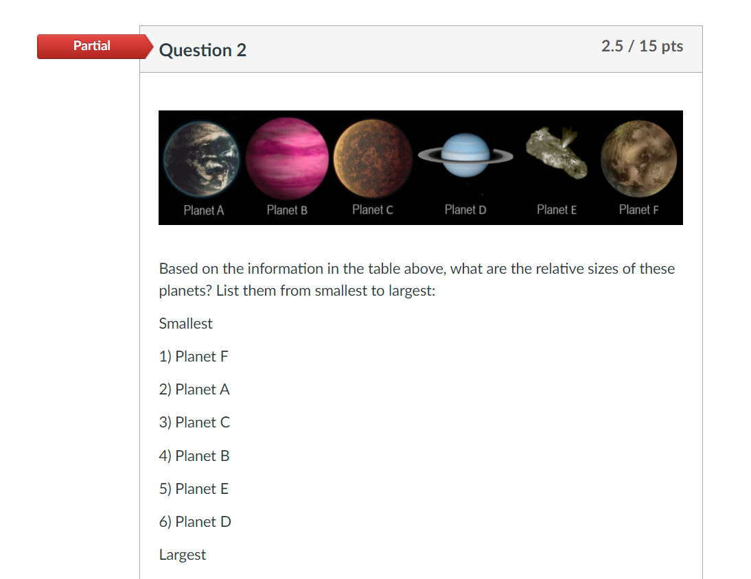 the biggest to smallest planets in order by their by sizes