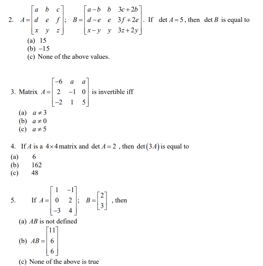 Solved a с - = = b a-bb 3c + 2b 2. A A= d e fl; B=d-e e 3f | Chegg.com