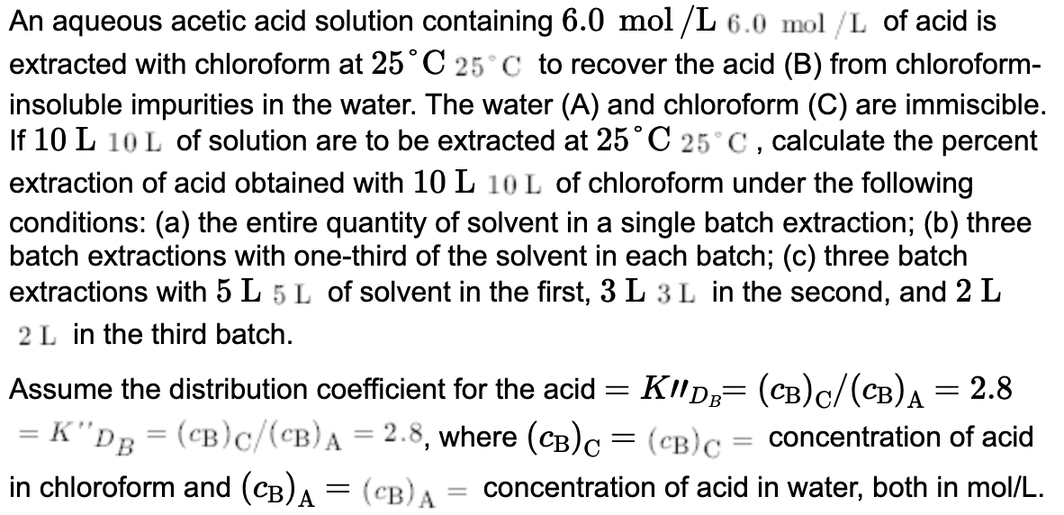 Solved An Aqueous Acetic Acid Solution Containing 6.0 | Chegg.com