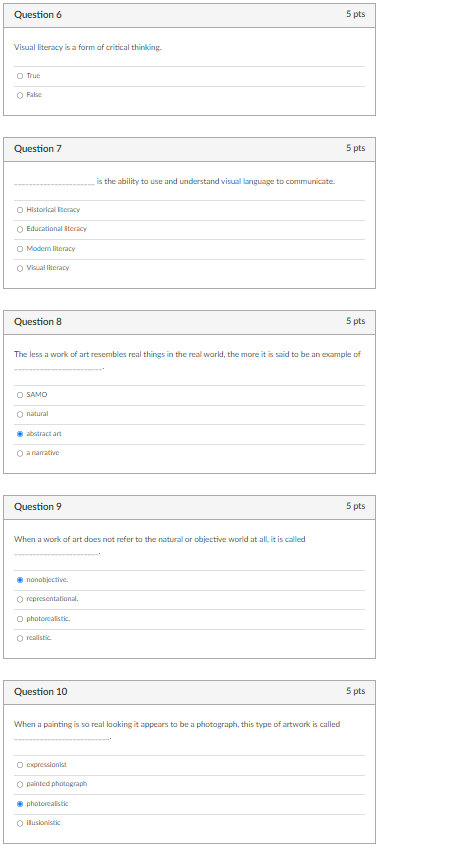 Solved Question 6 Visual literacy is a form of critical | Chegg.com