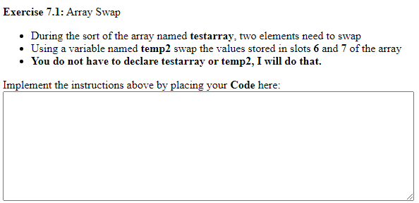 Solved Exercise 7.1: Array Swap . During the sort of the | Chegg.com