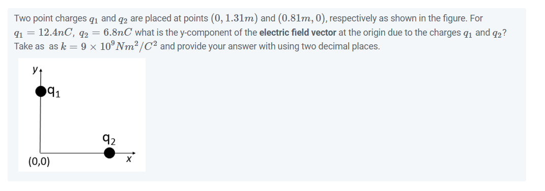 Solved Two point charges q1 and q2 are placed at points | Chegg.com
