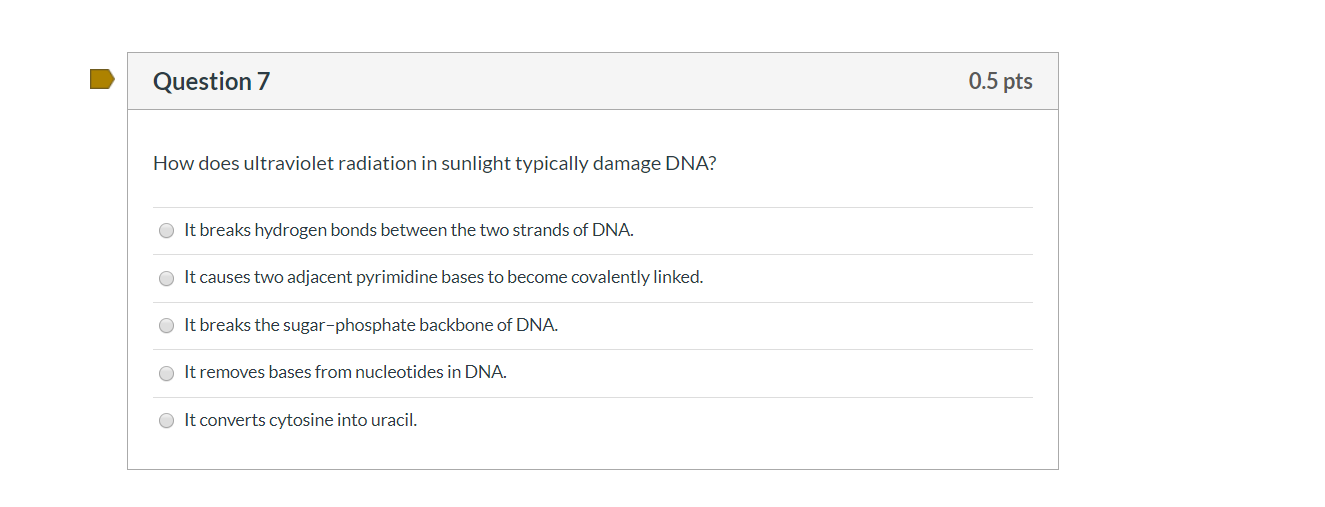 Solved Question 7 0.5 pts How does ultraviolet radiation in | Chegg.com