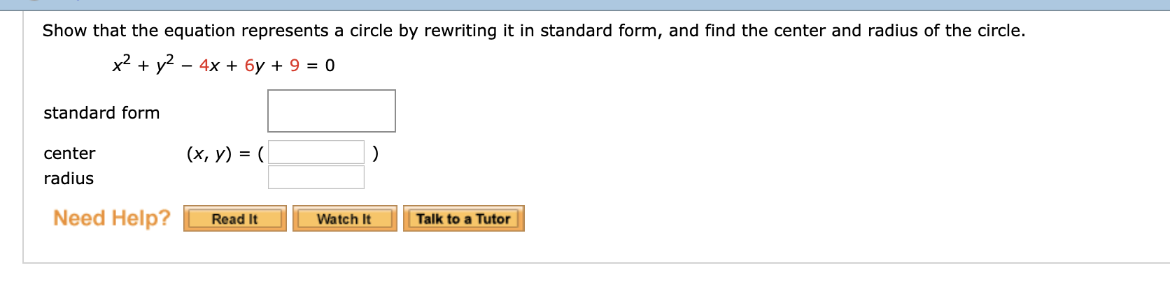 Solved Show that the equation represents a circle by | Chegg.com