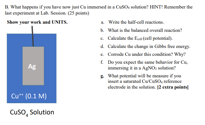 B. What happens if you have now just Cu immersed in a | Chegg.com