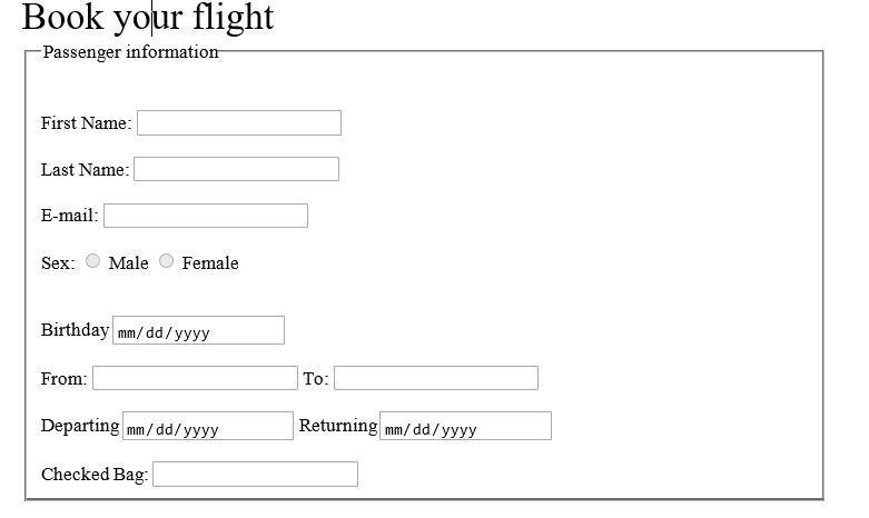Solved Create the flight booking webpage. | Chegg.com