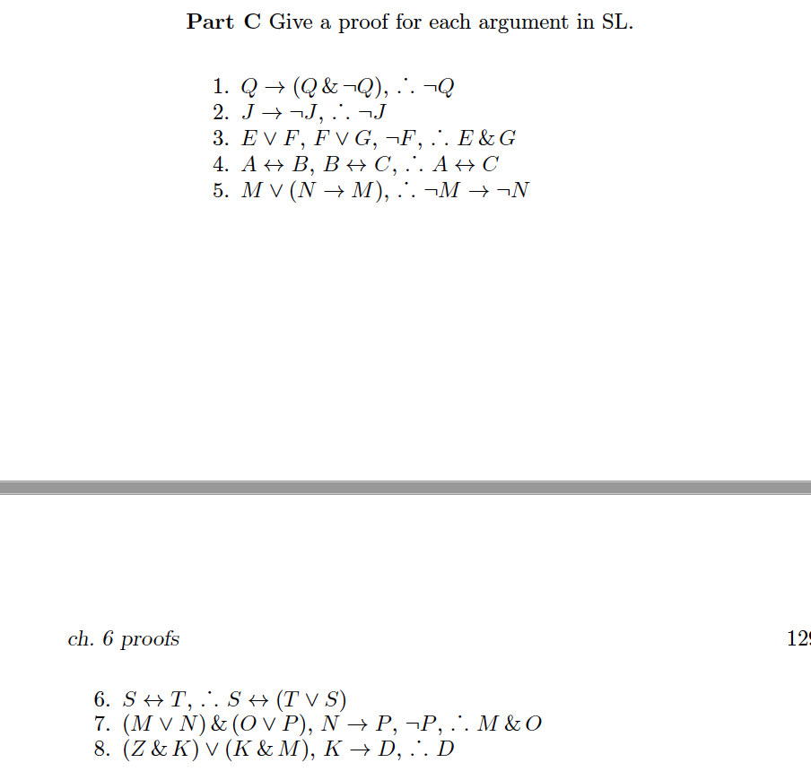 Solved Part C Give A Proof For Each Argument In Sl 1 Q Chegg Com