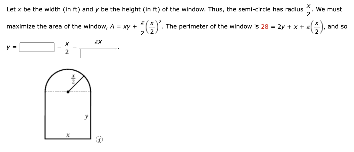 Solved Let x be the width (in ft ) and y be the height (in | Chegg.com