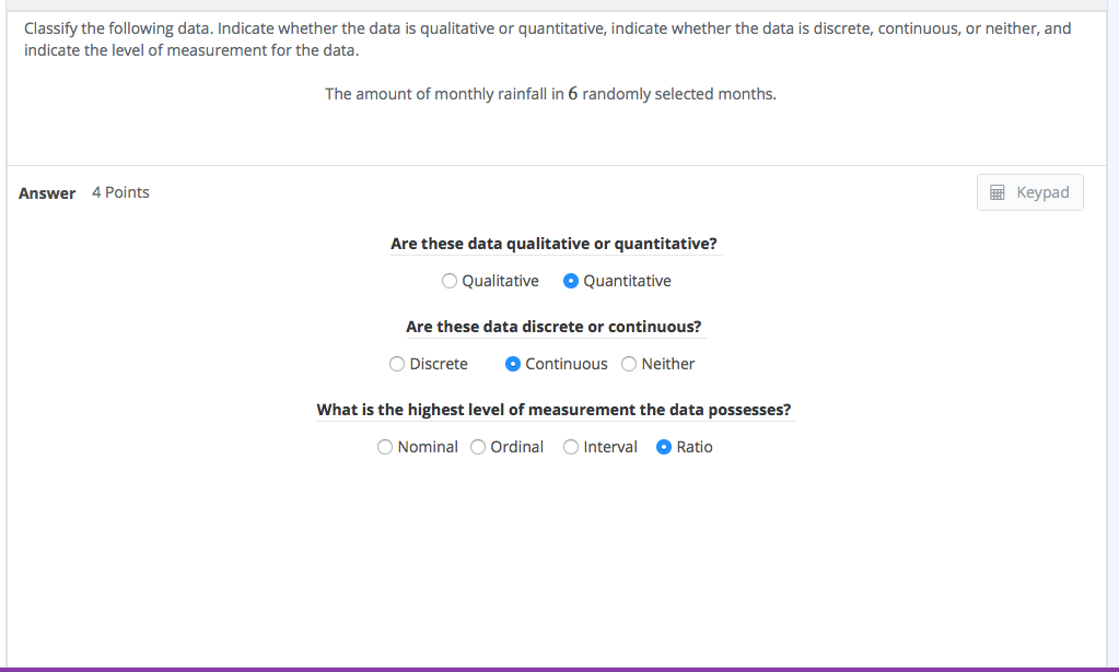 Solved Classify The Following Data. Indicate Whether The | Chegg.com