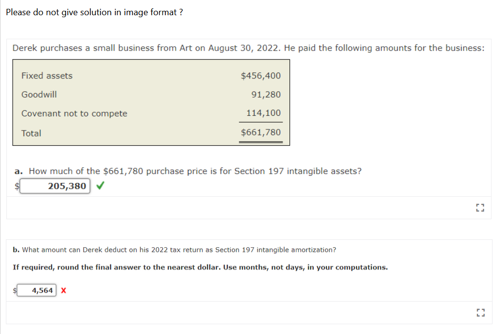 Solved Please do not give solution in image format? Derek | Chegg.com