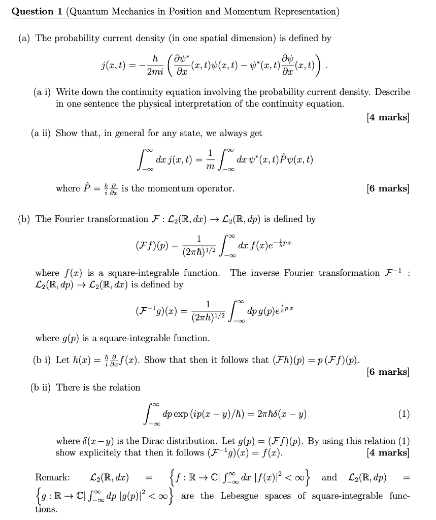 Solved Question 1 Quantum Mechanics In Position And Mome Chegg Com