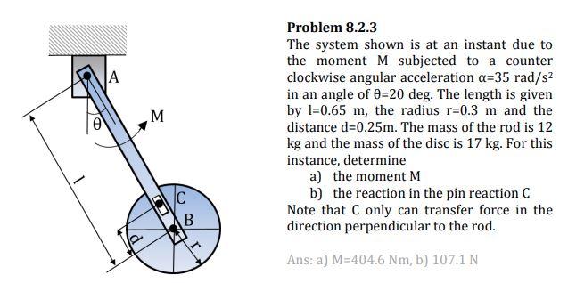Solved Problem 8.2.3 The system shown is at an instant due | Chegg.com