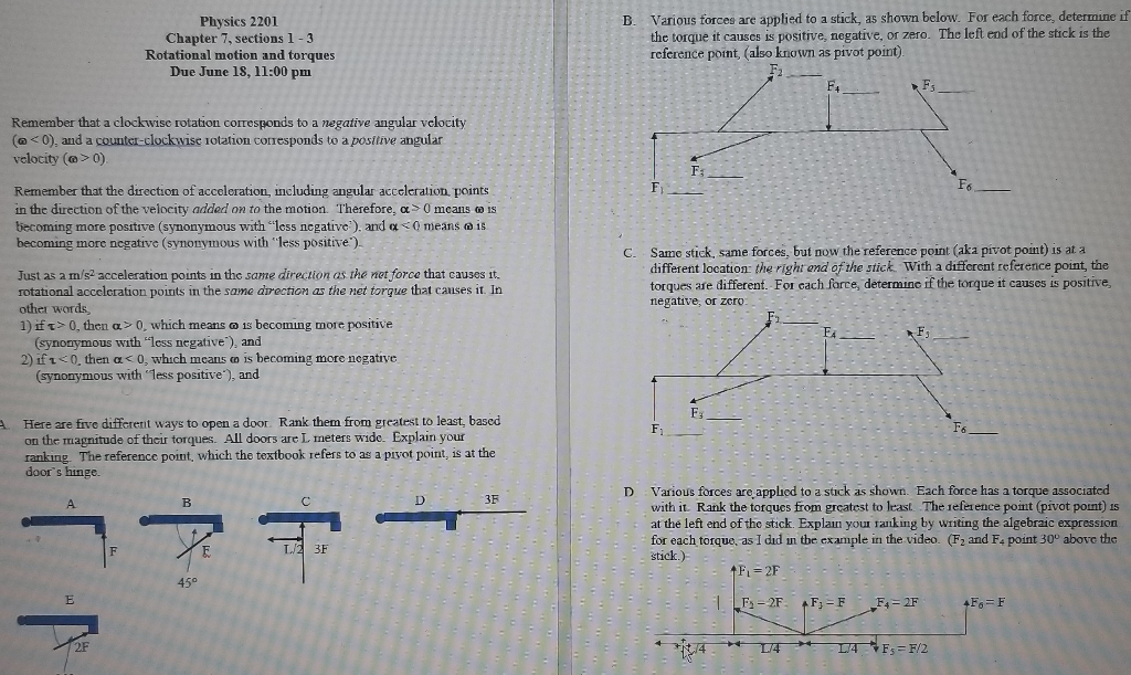 Solved B Physics 2201 Chapter 7, sections 1 - 3 Rotational | Chegg.com