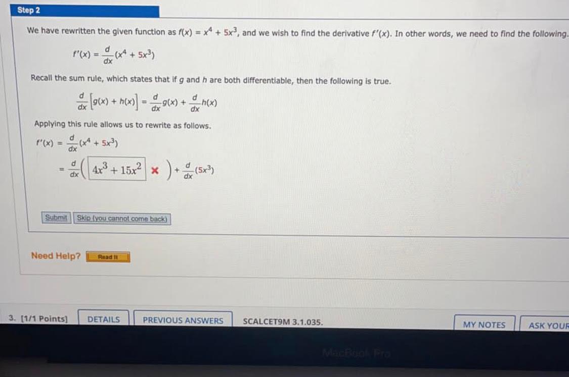 Solved Step 2 We have rewritten the given function as f(x) = | Chegg.com
