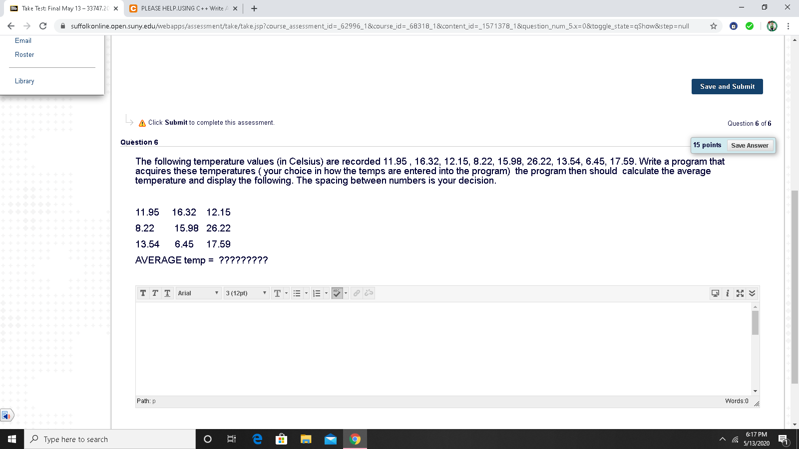 Solved using C++. The following temperature values (in | Chegg.com