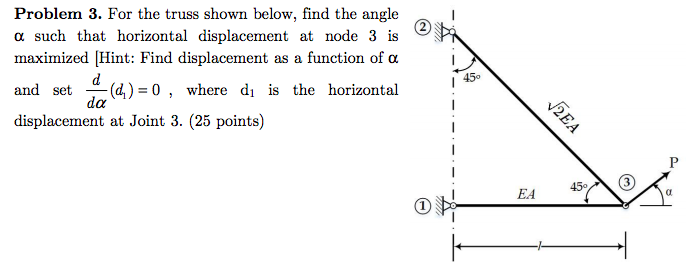 Solved Problem 3. For the truss shown below, find the angle | Chegg.com