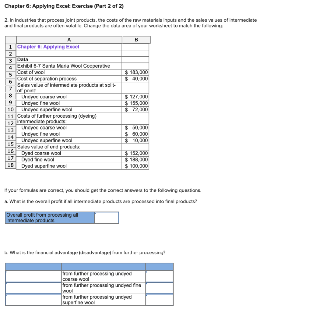 Solved Chapter 6: Applying Excel: Exercise (Part 2 of 2) 2. | Chegg.com