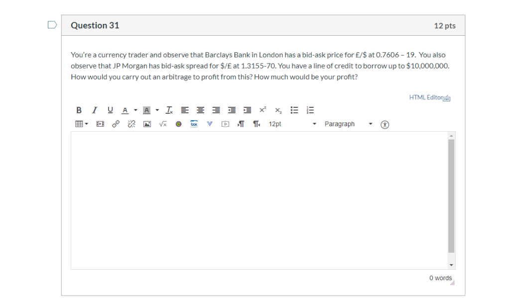 Solved Question 31 12 Pts You Re A Currency Trader And Ob