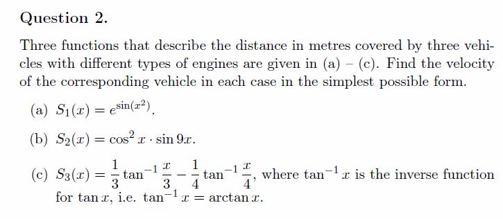 Solved Three functions that describe the distance in metres | Chegg.com