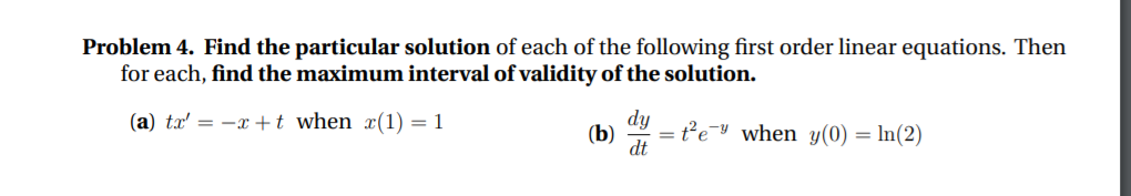 Solved Problem 4. Find the particular solution of each of | Chegg.com