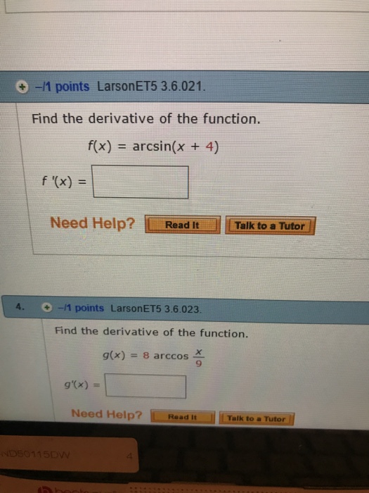 Solved Find The Derivative Of The Function F X Arcsin X