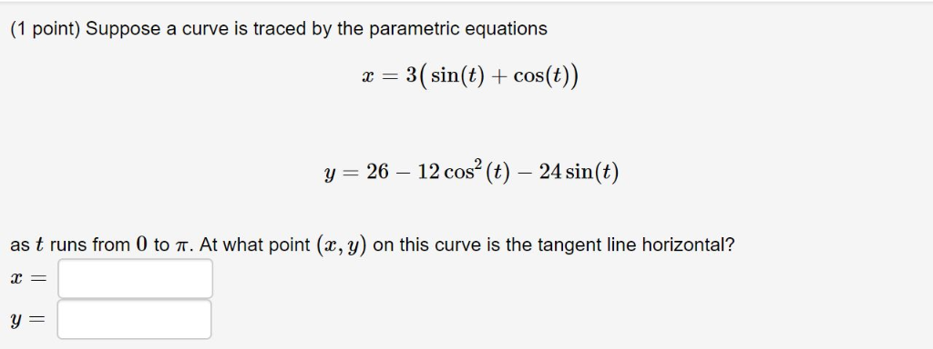 Solved I have a 3 part question with unique parametric | Chegg.com