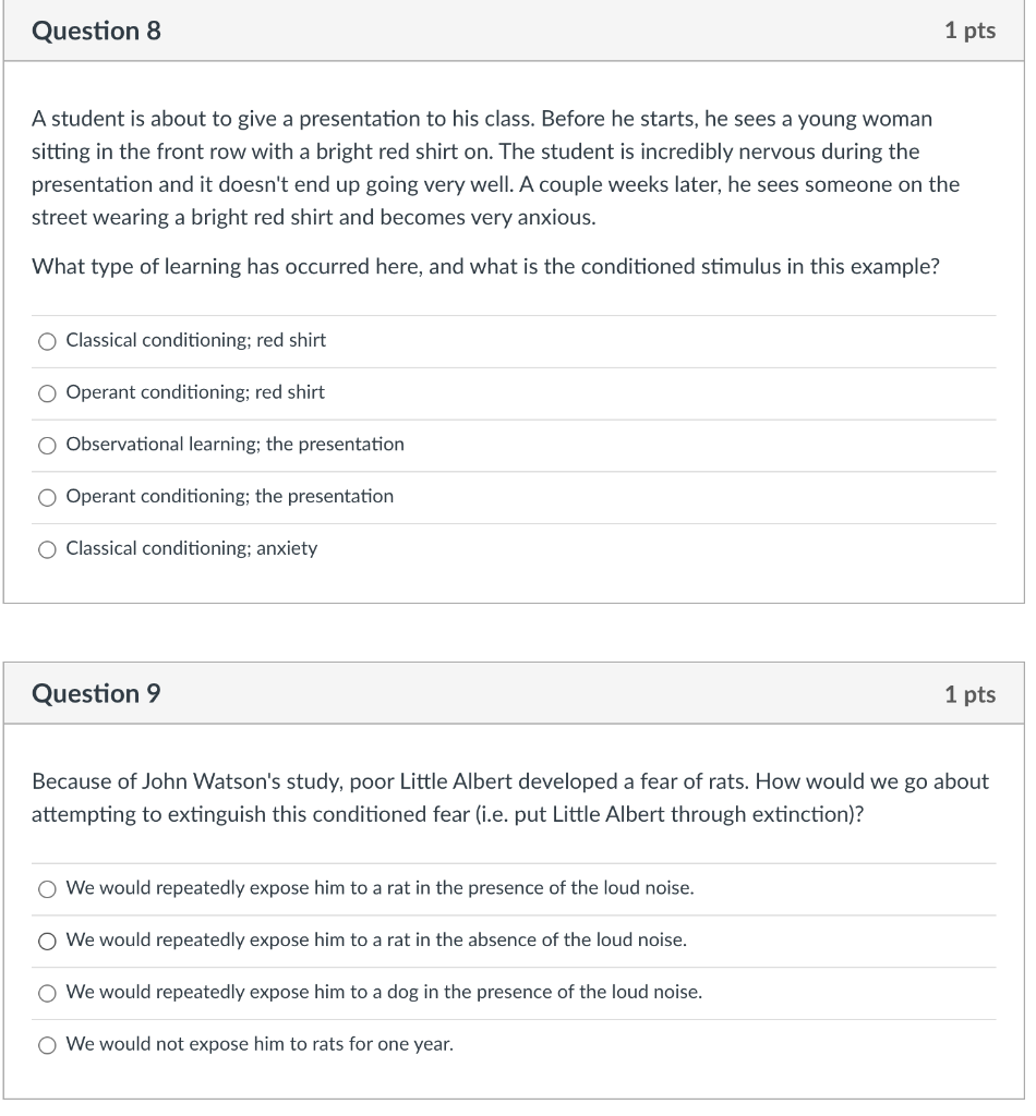 Solved Question 8 1 pts A student is about to give a Chegg