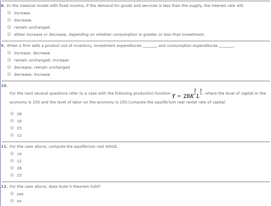 solved: demonstrate using the classical model how a... Solved 8. In the classical model with fixed income, if the | Chegg.com