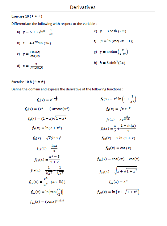 Solved Exercise 10(*********) ﻿and EX10B PLEASEDifferentiate | Chegg.com