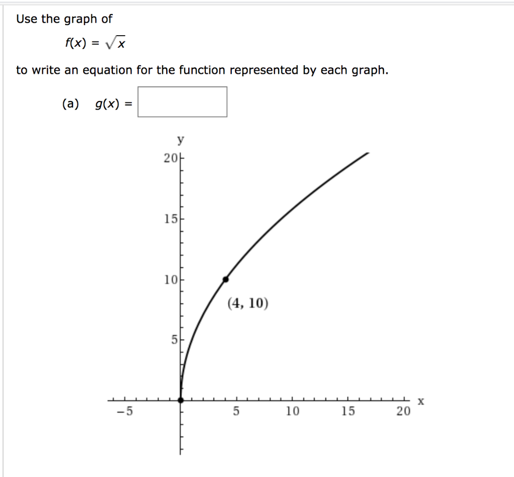 Solved Use the graph of f(x) = x to write an equation for  Chegg.com
