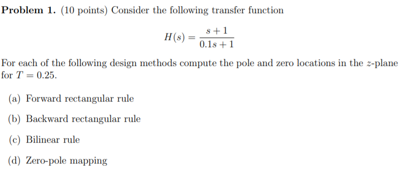 Solved Problem 1. (10 points) Consider the following | Chegg.com
