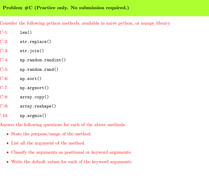 Solved Problem #C (Practice only. No submission required.) | Chegg.com