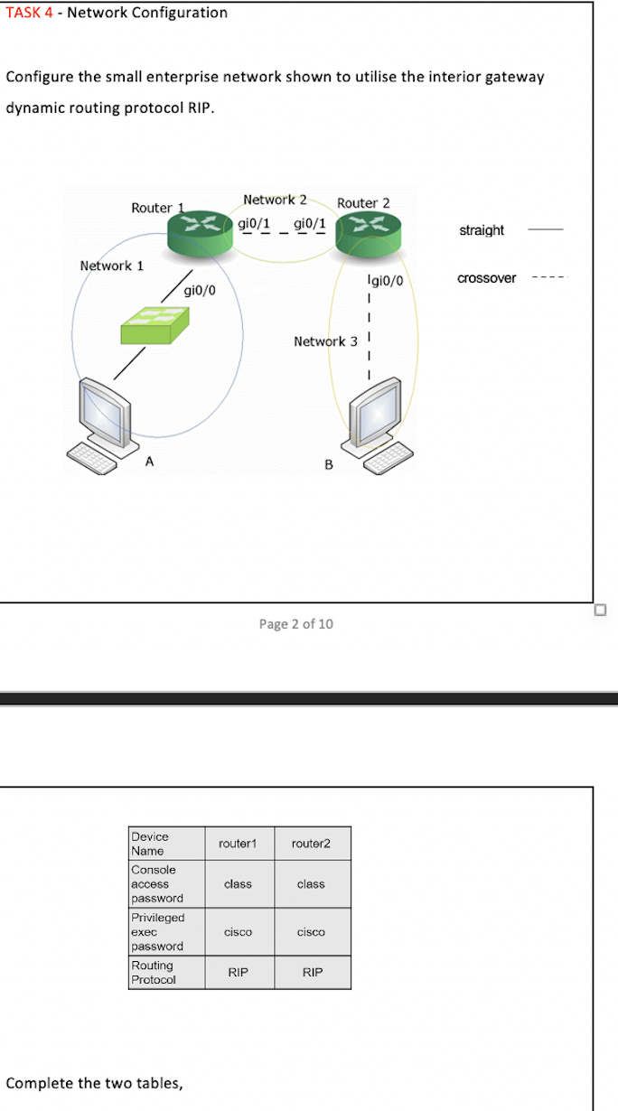TASK 4 - Network Configuration Configure the small | Chegg.com