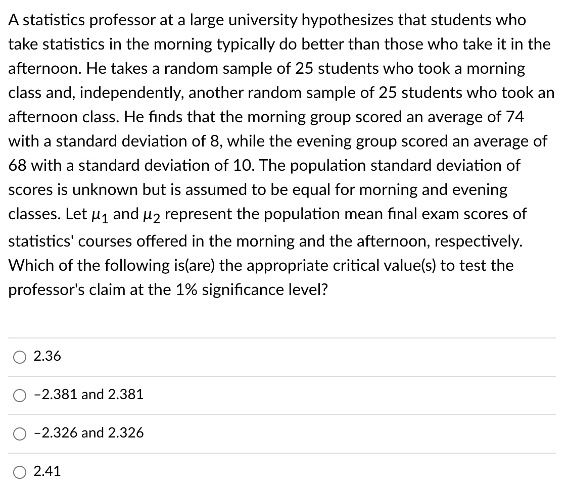 Solved A statistics professor at a large university | Chegg.com