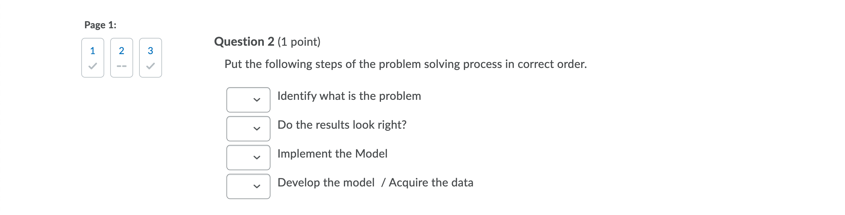 put these steps of problem solving in the correct order