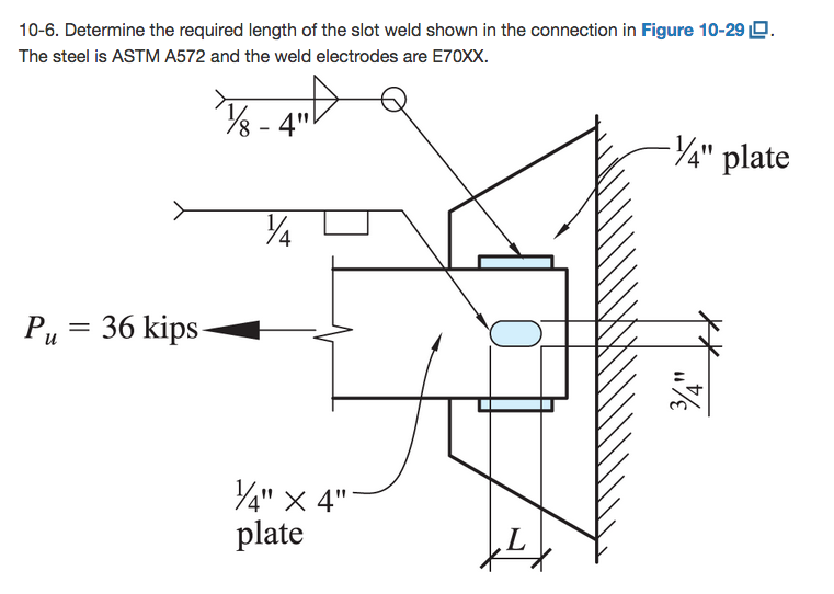 Solved 106 Determine the required length of the slot weld