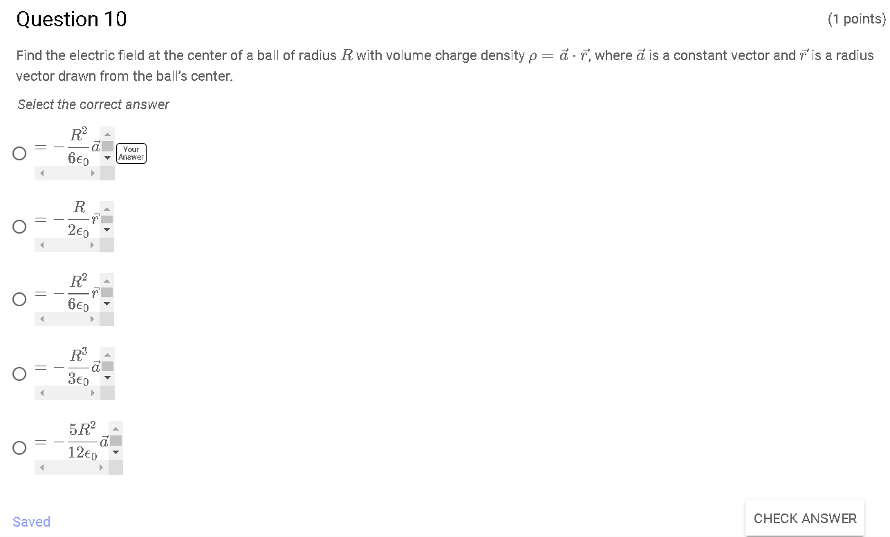 Solved Find the electric field at the center of a ball of | Chegg.com