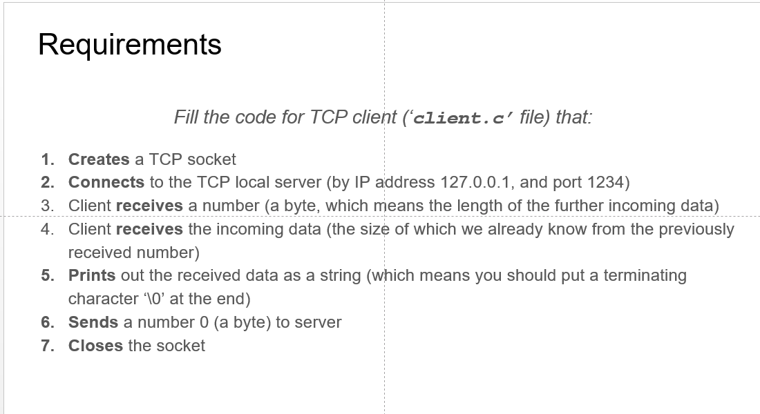 Solved Requirements Fill the code for TCP client (client.c' | Chegg.com