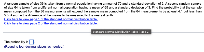 Solved A random sample of size 36 is taken from a normal | Chegg.com