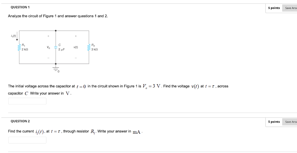 Solved QUESTION 1 5 points Save Anse Analyze the circuit of | Chegg.com