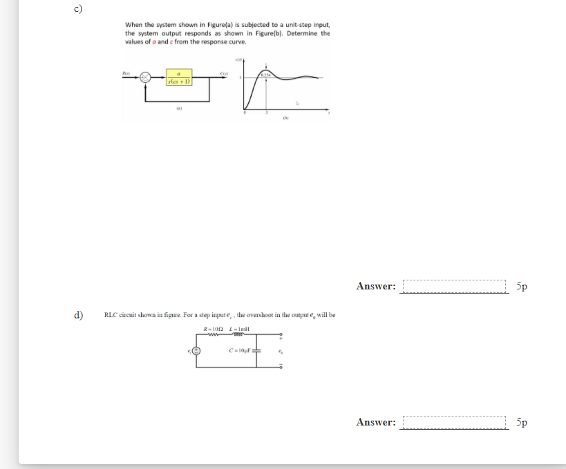 Solved c) When the system shown in Figure(a) is subjected to | Chegg.com