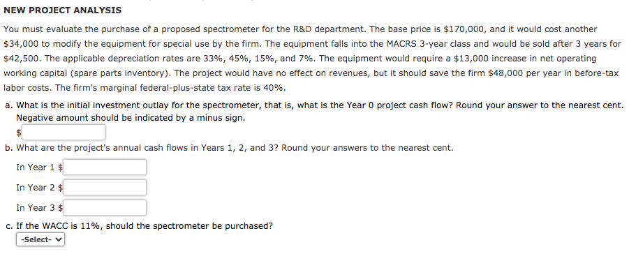 Solved NEW PROJECT ANALYSIS You Must Evaluate The Purchase | Chegg.com