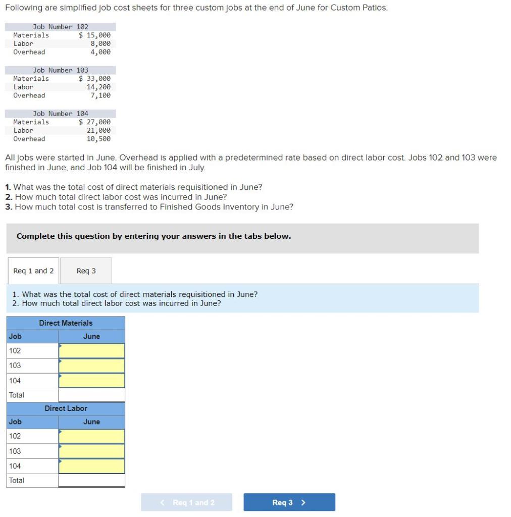 Solved 1. What was the total cost of direct materials | Chegg.com
